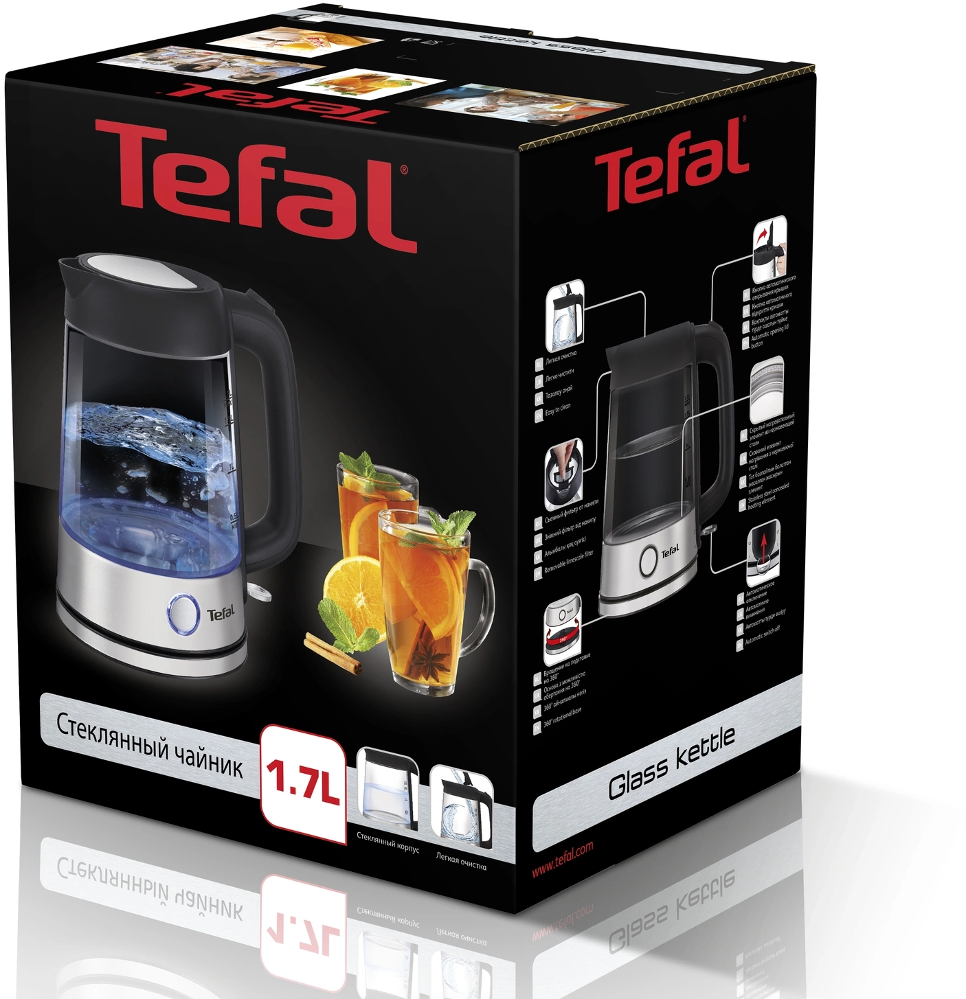 Чайник электрический Tefal Glass Kettle KI750D30 серебристый, стекло (8010000020)
