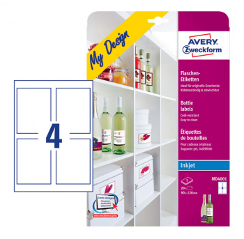 Этикетки Avery Zweckform MD4001 A4, сегментов 4шт, 90x120, 5л., белый