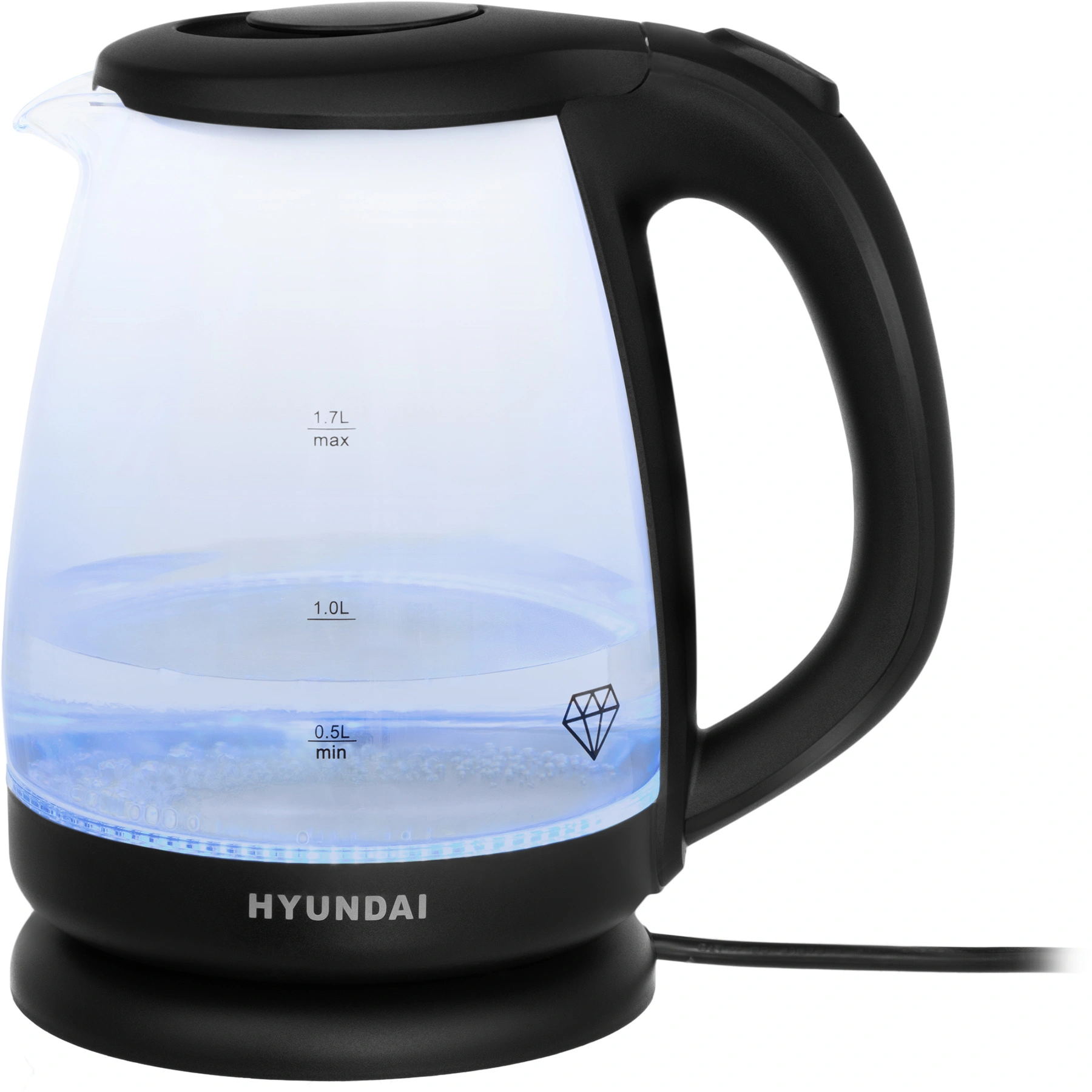 Чайник электрический Hyundai HYK-G1001 черный, стекло