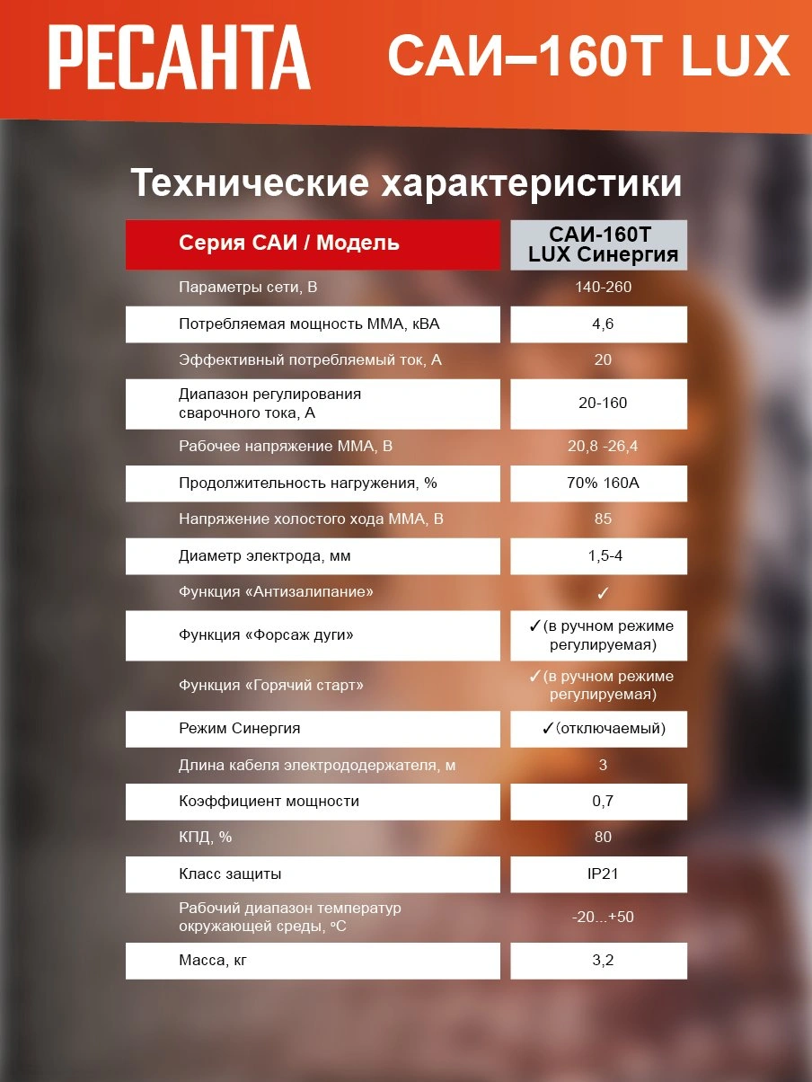 Сварочный аппарат Ресанта САИ-160Т LUX (65/69)
