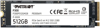 Твердотельный накопитель Patriot P300 512ГБ, M.2 2280, PCIe 3.0 x4, M.2 P300P512GM28