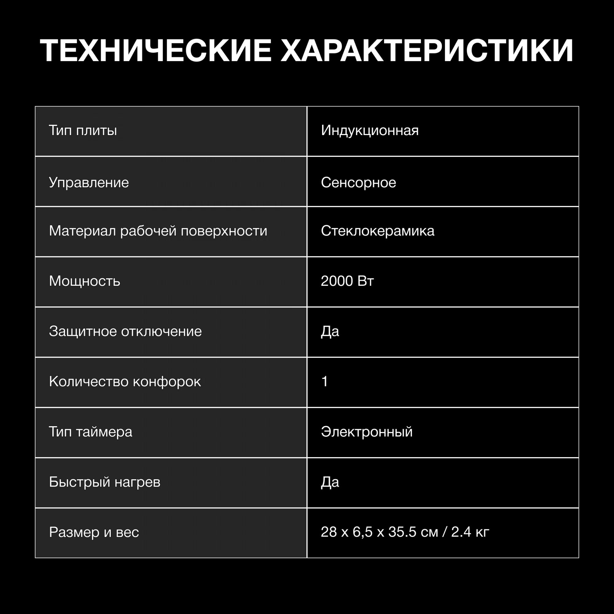 Плита Индукционная Hyundai HYC-0104 черный