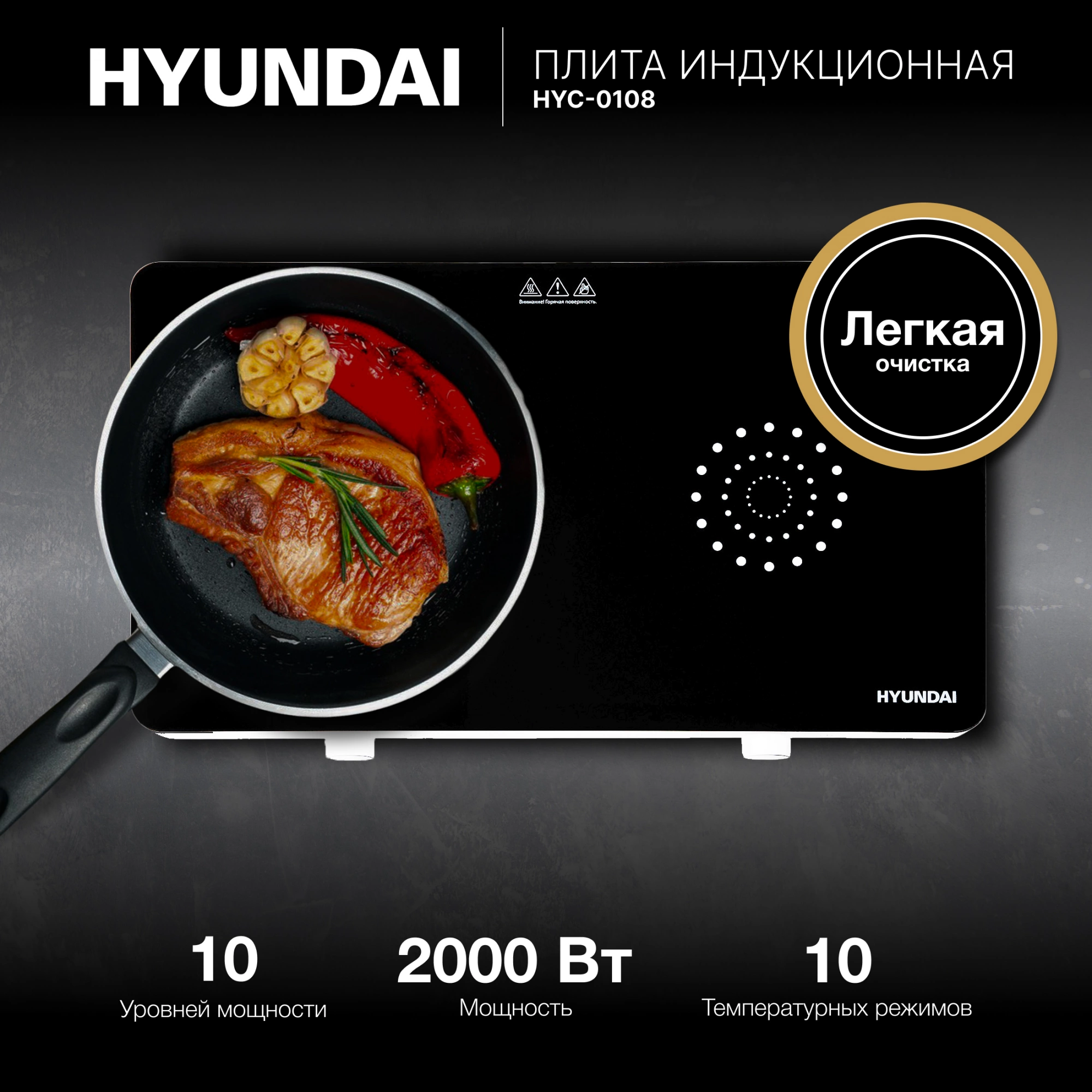Плита Индукционная Hyundai HYC-0108 белый