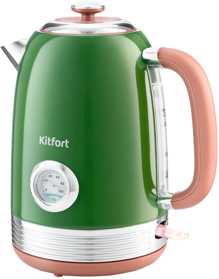 Чайник электрический Kitfort КТ-6110 зеленый, металл