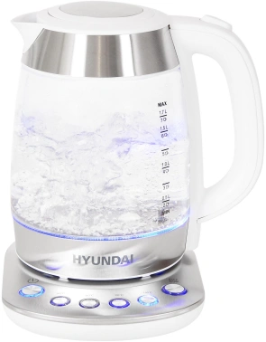Чайник электрический Hyundai HYK-G4033 белый/серебристый, стекло