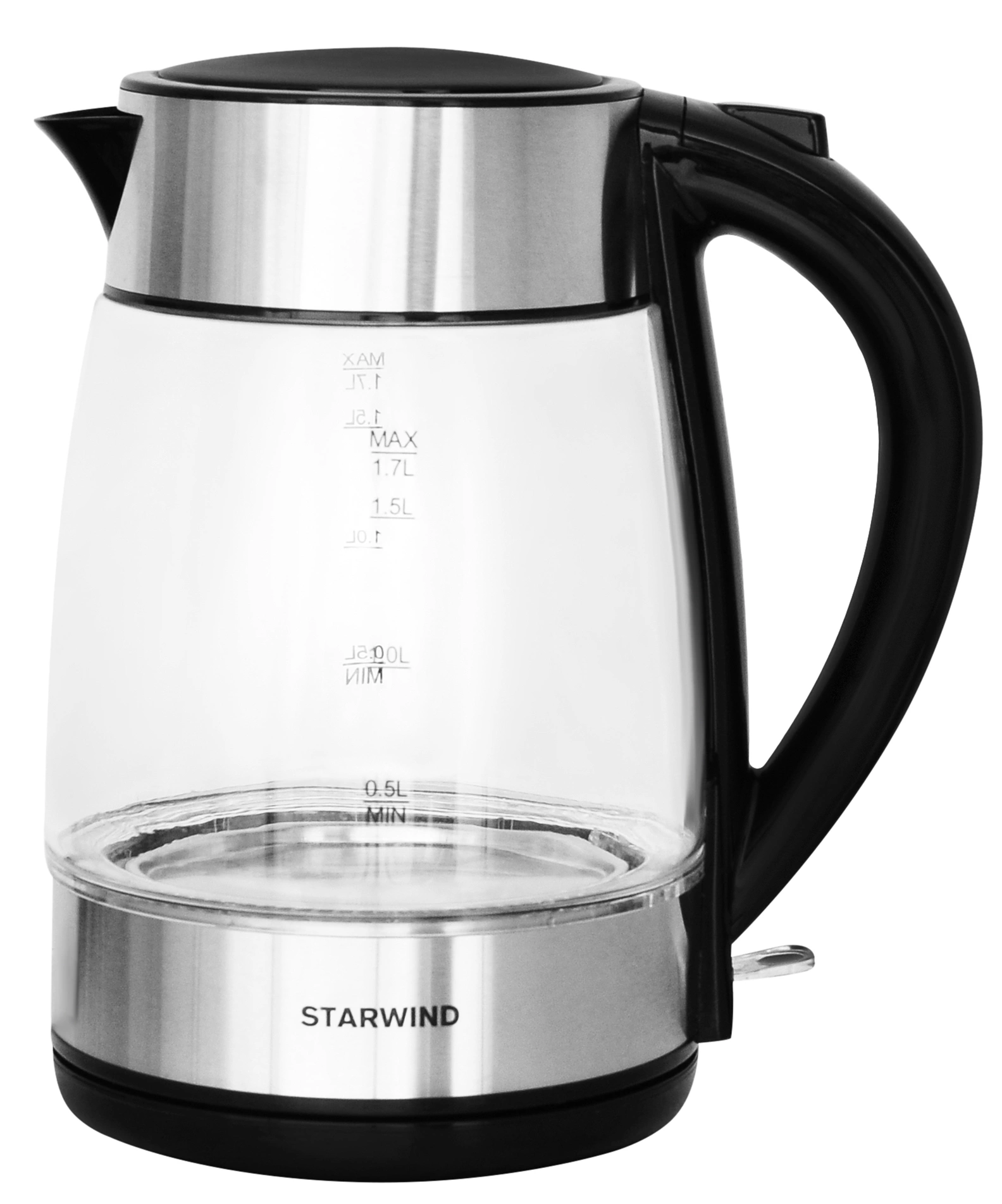 Чайник электрический Starwind SKG3026 черный/серебристый, стекло