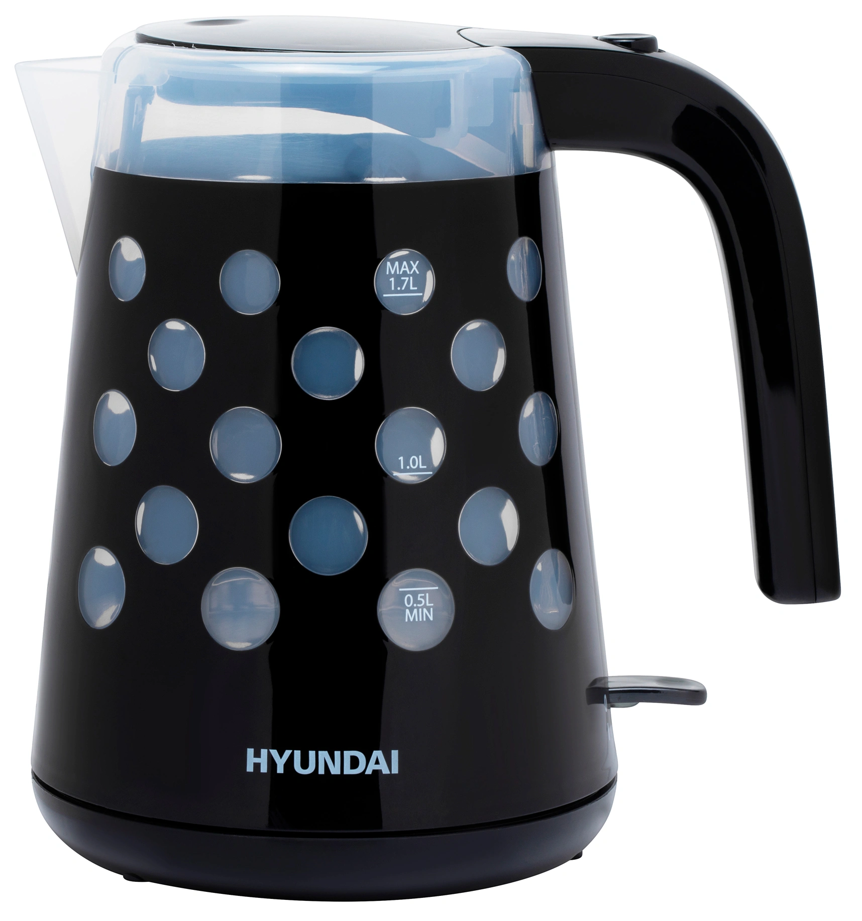 Чайник электрический Hyundai HYK-G2012 черный/прозрачный, пластик