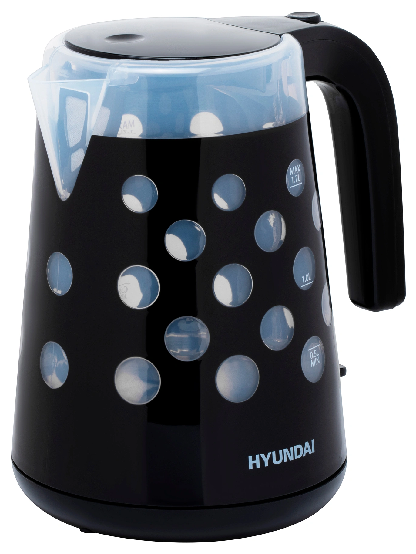Чайник электрический Hyundai HYK-G2012 черный/прозрачный, пластик