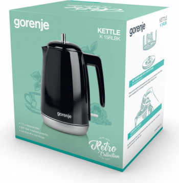 Чайник электрический Gorenje K15RLBK черный, металл