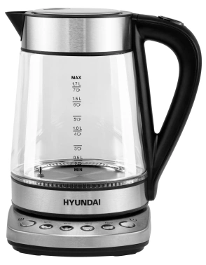 Чайник электрический Hyundai HYK-G3026 серебристый/черный, стекло