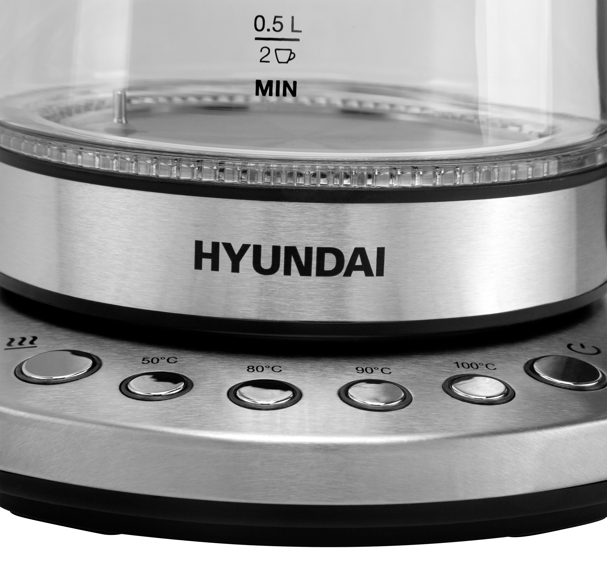 Чайник электрический Hyundai HYK-G3026 серебристый/черный, стекло