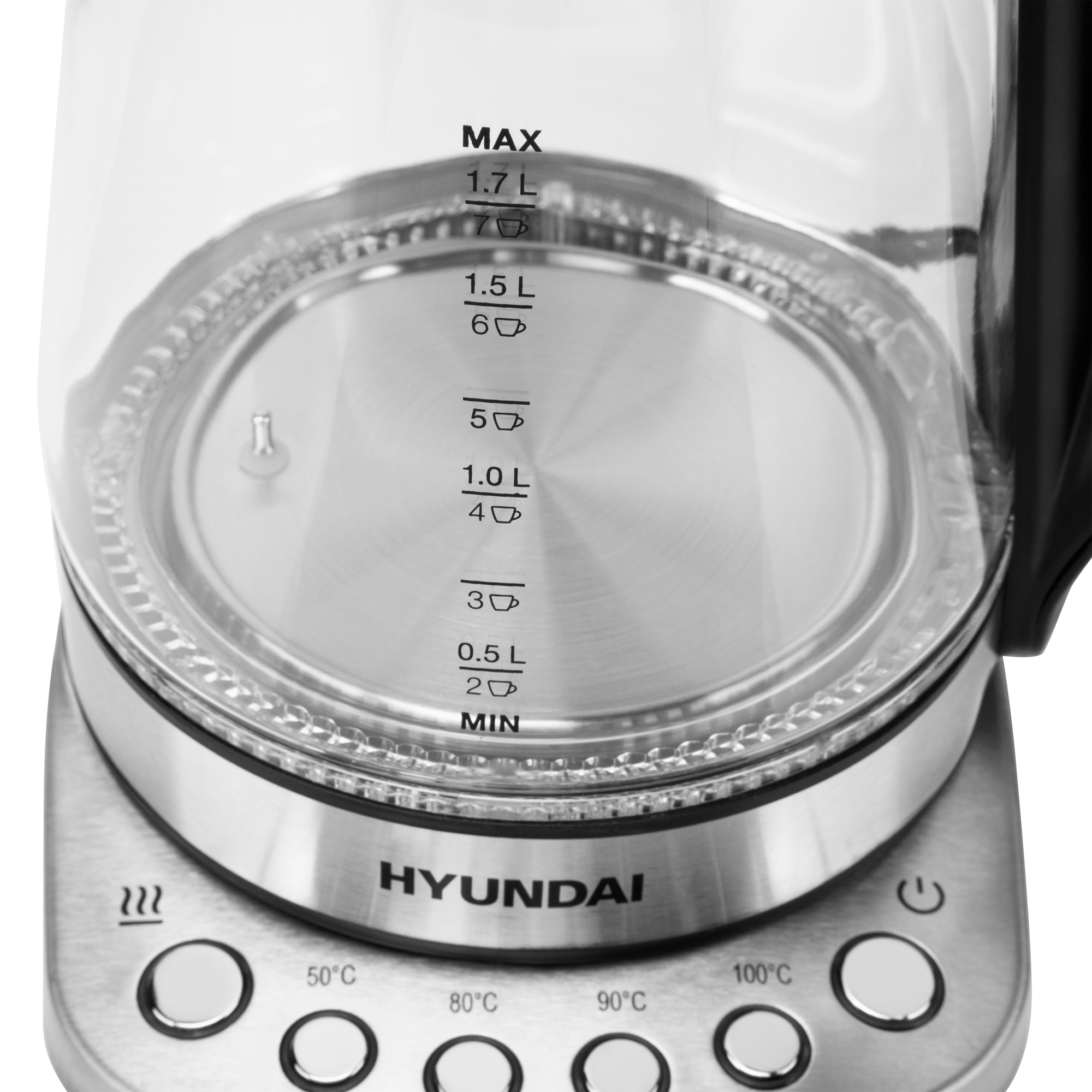 Чайник электрический Hyundai HYK-G3026 серебристый/черный, стекло