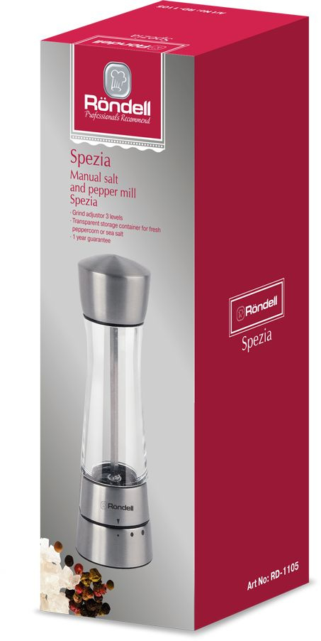 Мельница мех. Rondell Spezia RD-1105 для перца/соли стальной