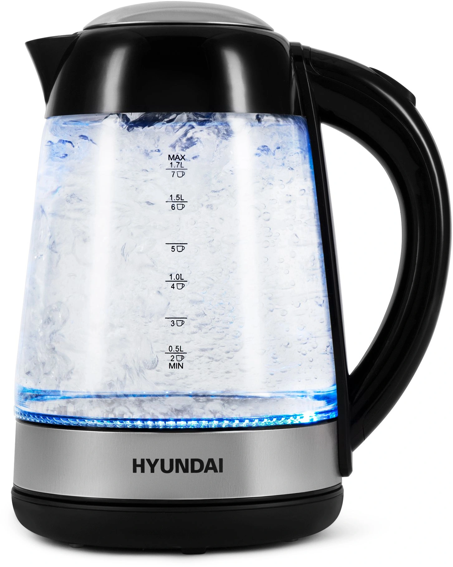 Чайник электрический Hyundai HYK-G3803 черный/серебристый, стекло