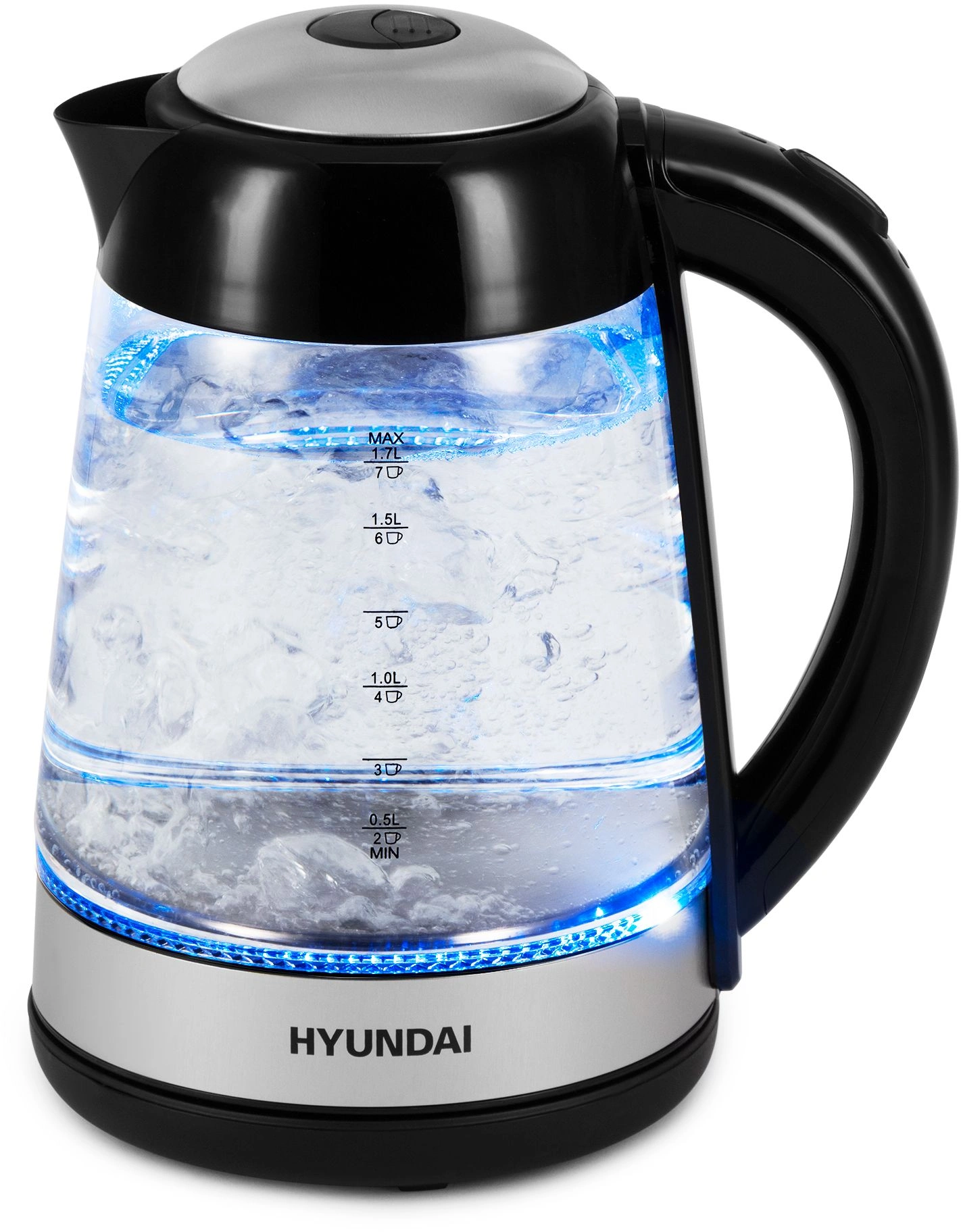 Чайник электрический Hyundai HYK-G3803 черный/серебристый, стекло