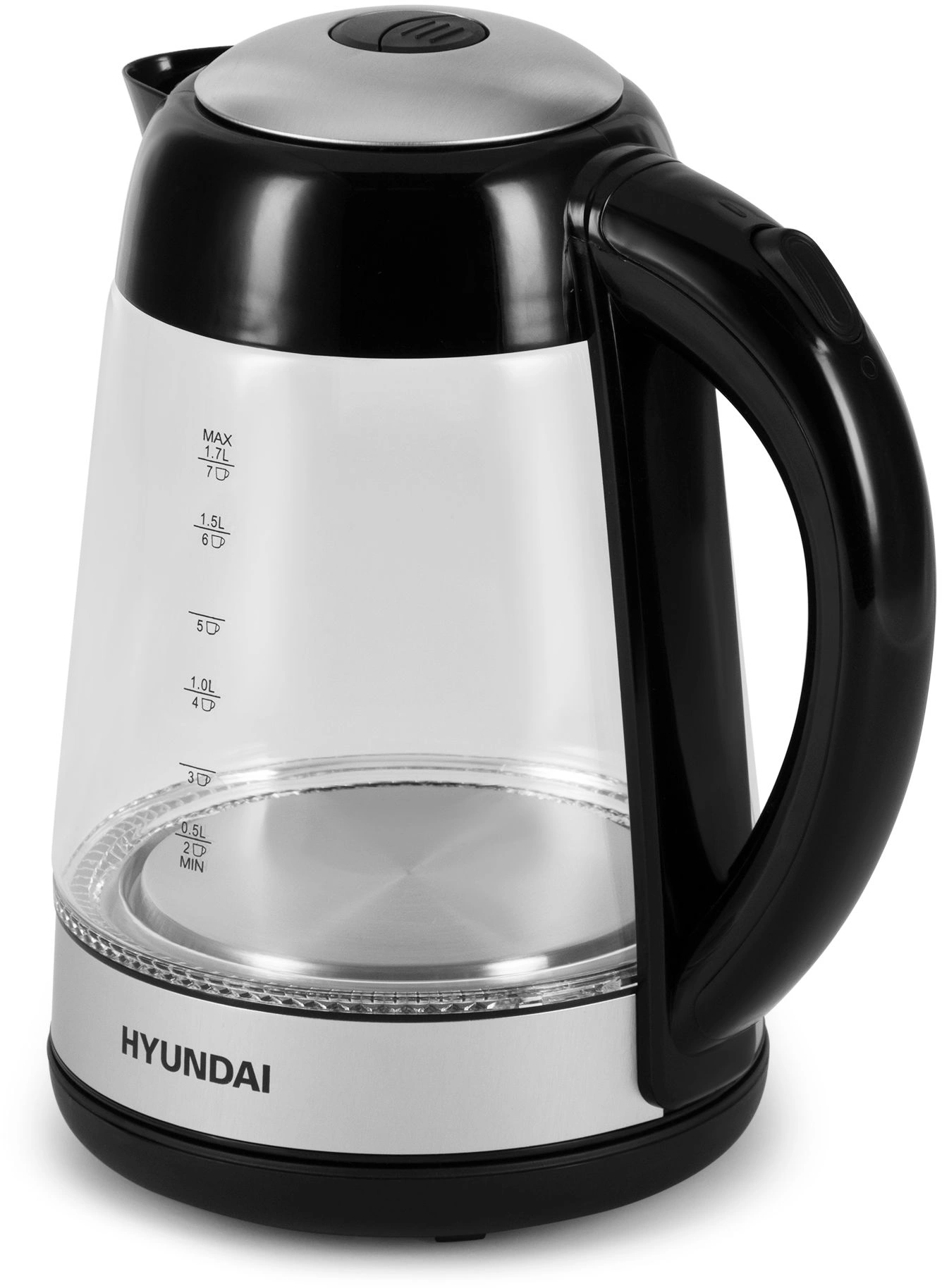 Чайник электрический Hyundai HYK-G3803 черный/серебристый, стекло