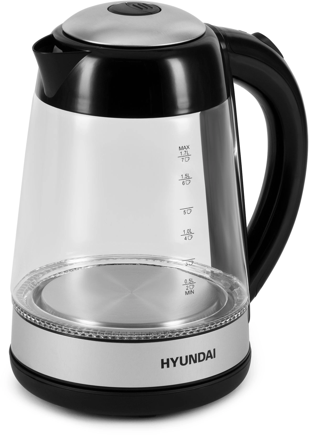 Чайник электрический Hyundai HYK-G3803 черный/серебристый, стекло