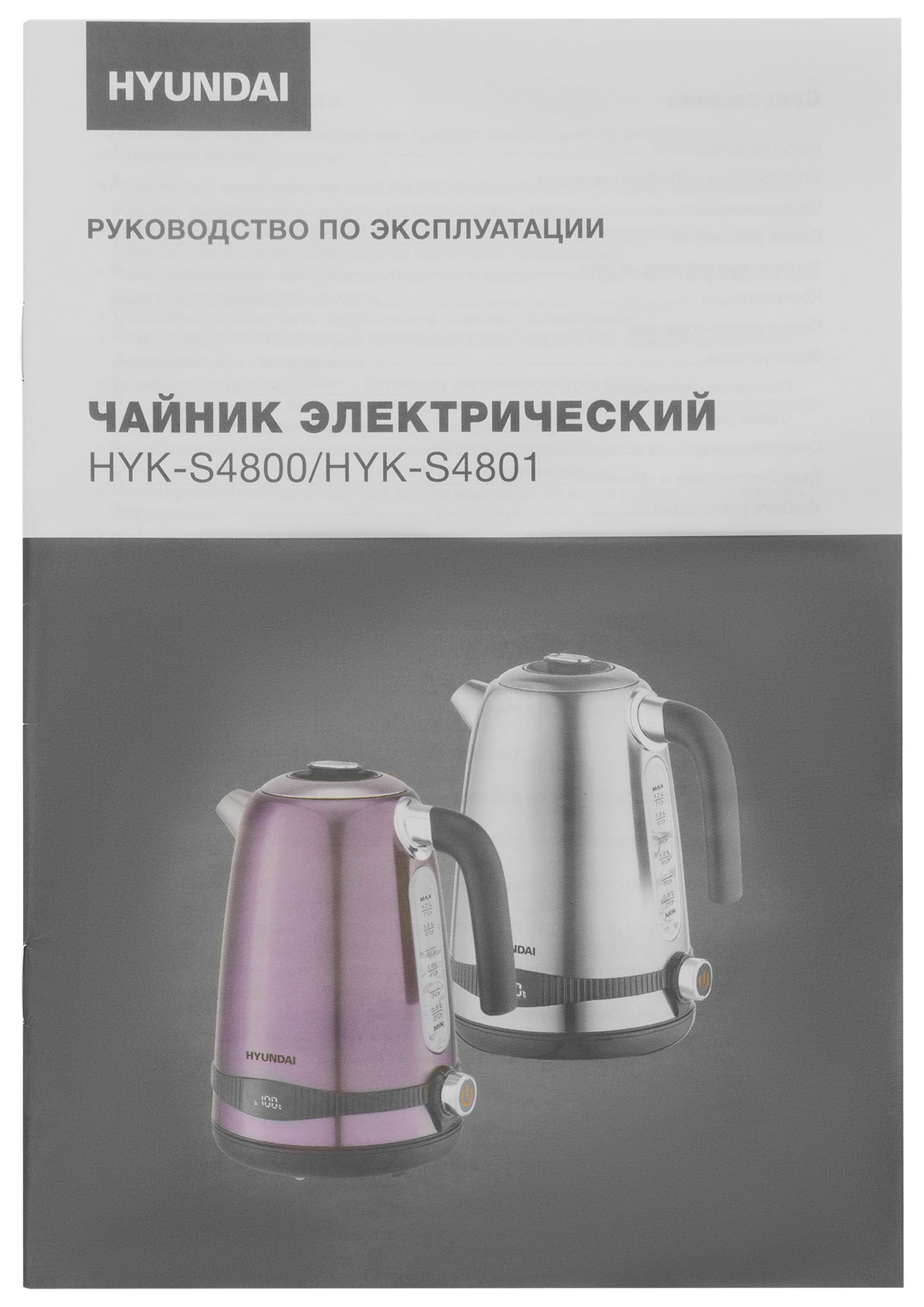 Чайник электрический Hyundai HYK-S4800 фиолетовый/черный, металл