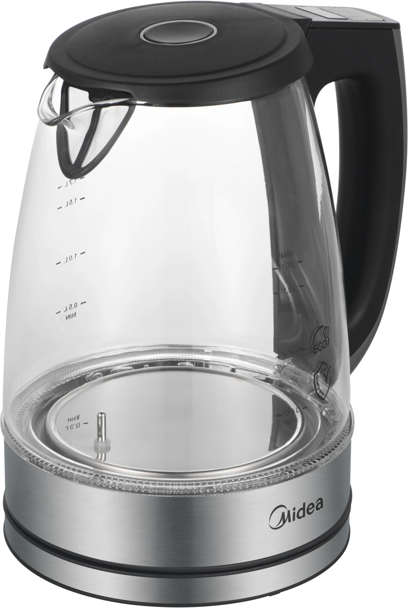 Чайник электрический Midea MK-8019 серебристый/черный, стекло
