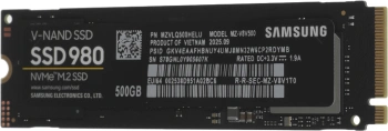 Твердотельный накопитель Samsung 980 500ГБ, M.2 2280, PCIe 3.0 x4, M.2 MZ-V8V500BW