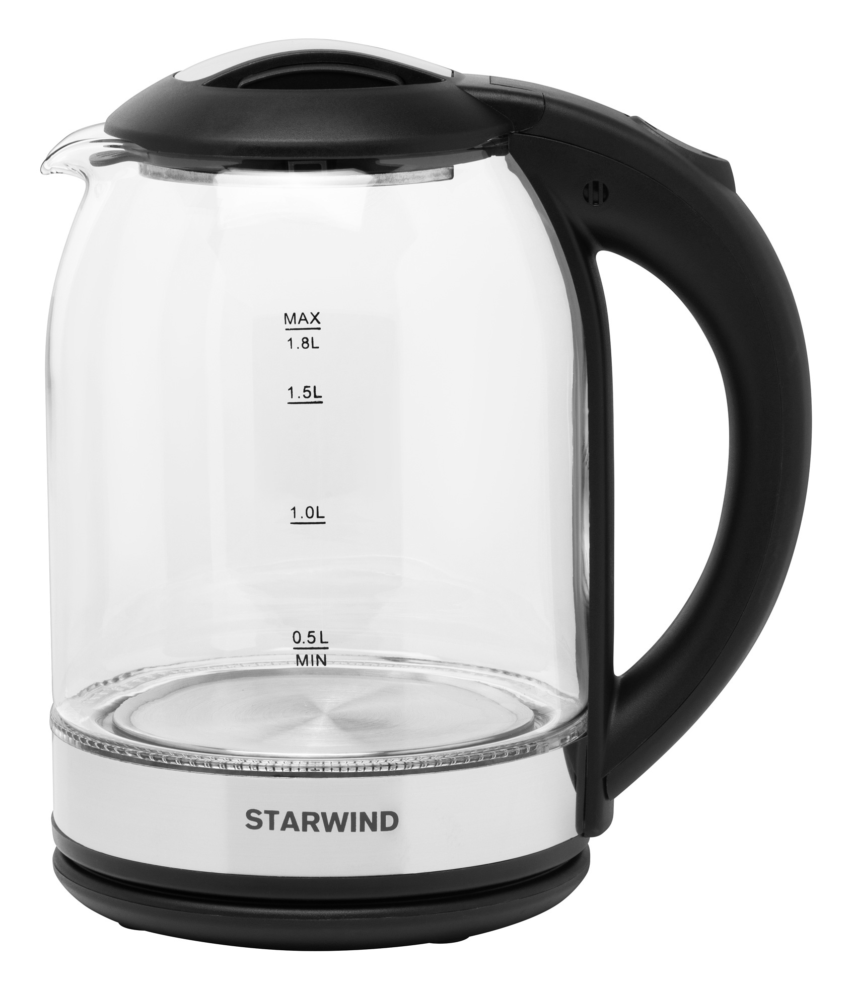 Чайник электрический Starwind SKG2051 черный/серебристый, стекло