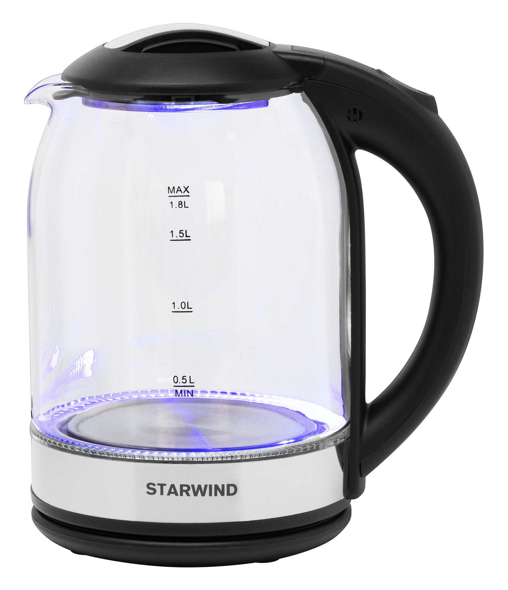 Чайник электрический Starwind SKG2051 черный/серебристый, стекло