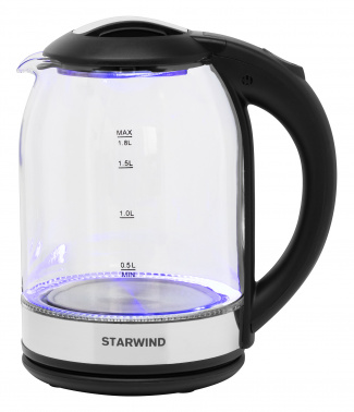 Чайник электрический Starwind SKG2051 черный/серебристый, стекло