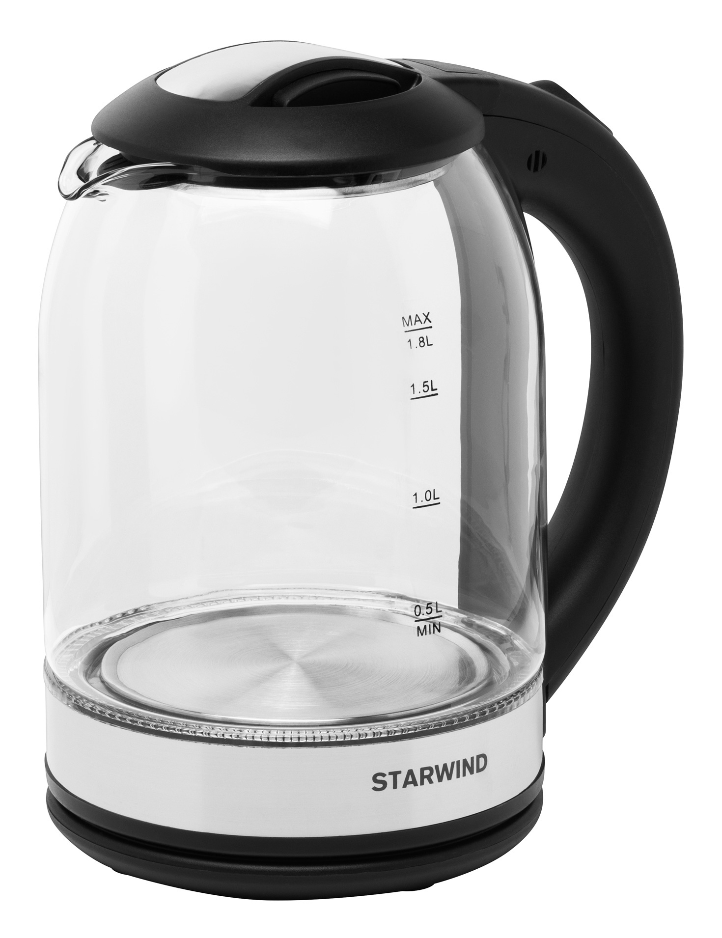 Чайник электрический Starwind SKG2051 черный/серебристый, стекло