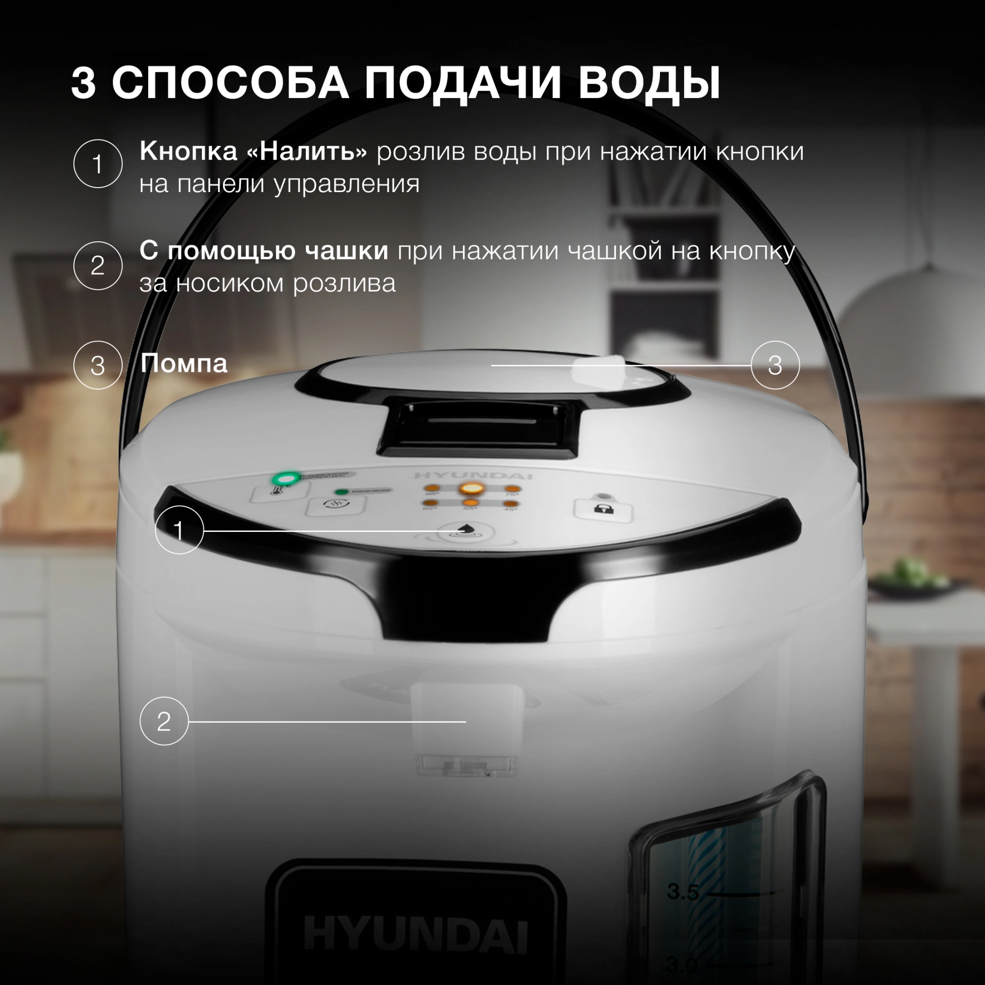 Термопот Hyundai HYTP-4840 белый/черный
