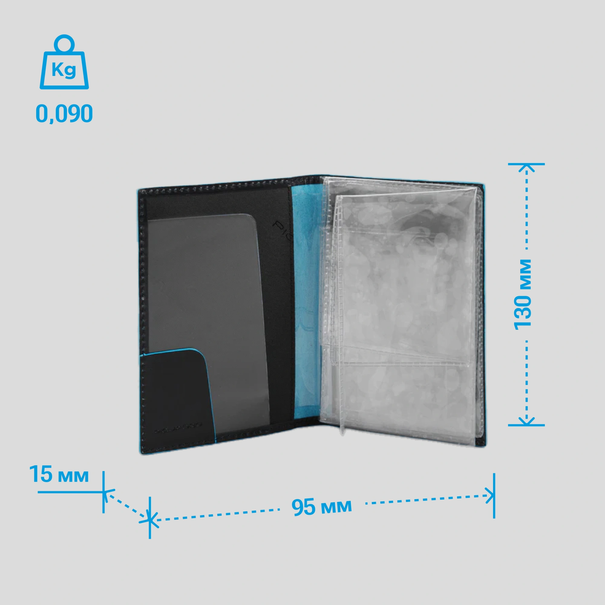 Обложка для документов Piquadro Blue Square черный, кожа натуральная (pp5256b2/n)