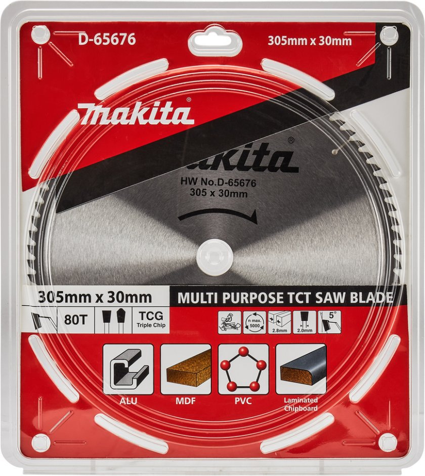 Пильный диск по алюминию, дереву, пластику Makita D-65676