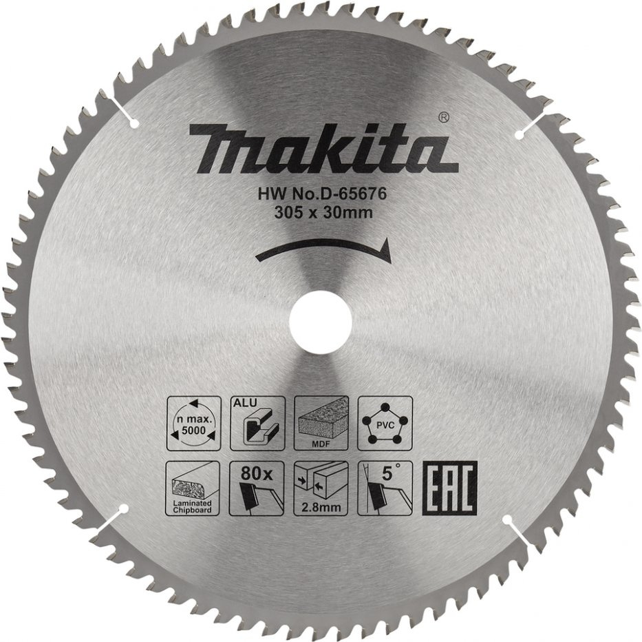 Пильный диск по алюминию, дереву, пластику Makita D-65676