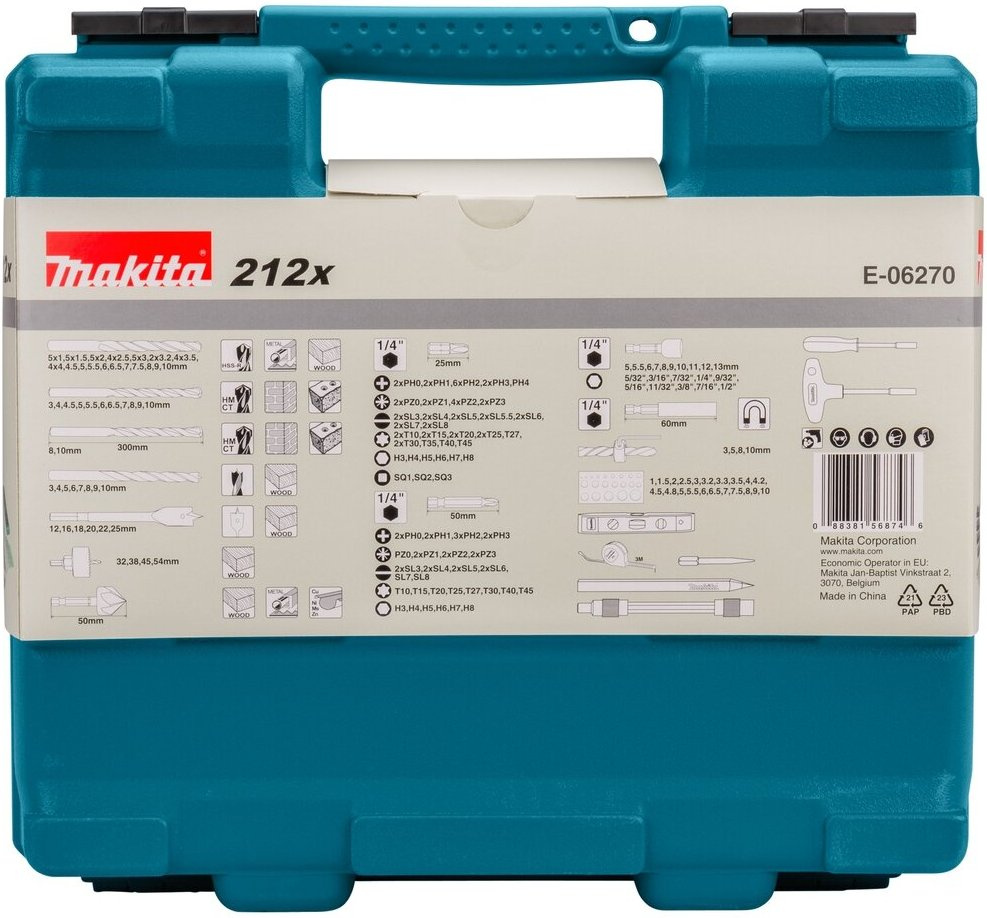 Набор принадлежностей Makita E-06270, 212 предметов