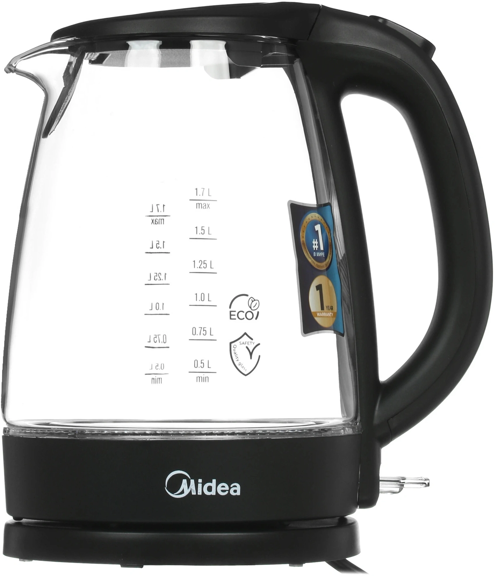 Чайник электрический Midea MK-8015 черный, стекло