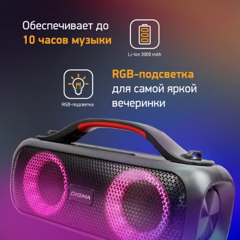 Колонка портативная Digma D-PS1531, 40Вт, черный/черный (sp1531b)