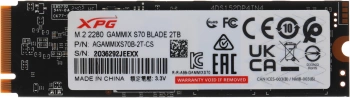 Твердотельный накопитель A-Data XPG Gammix S70 Blade 2048ГБ, M.2 2280, PCIe 4.0 x4, M.2 AGAMMIXS70B-2T-CS