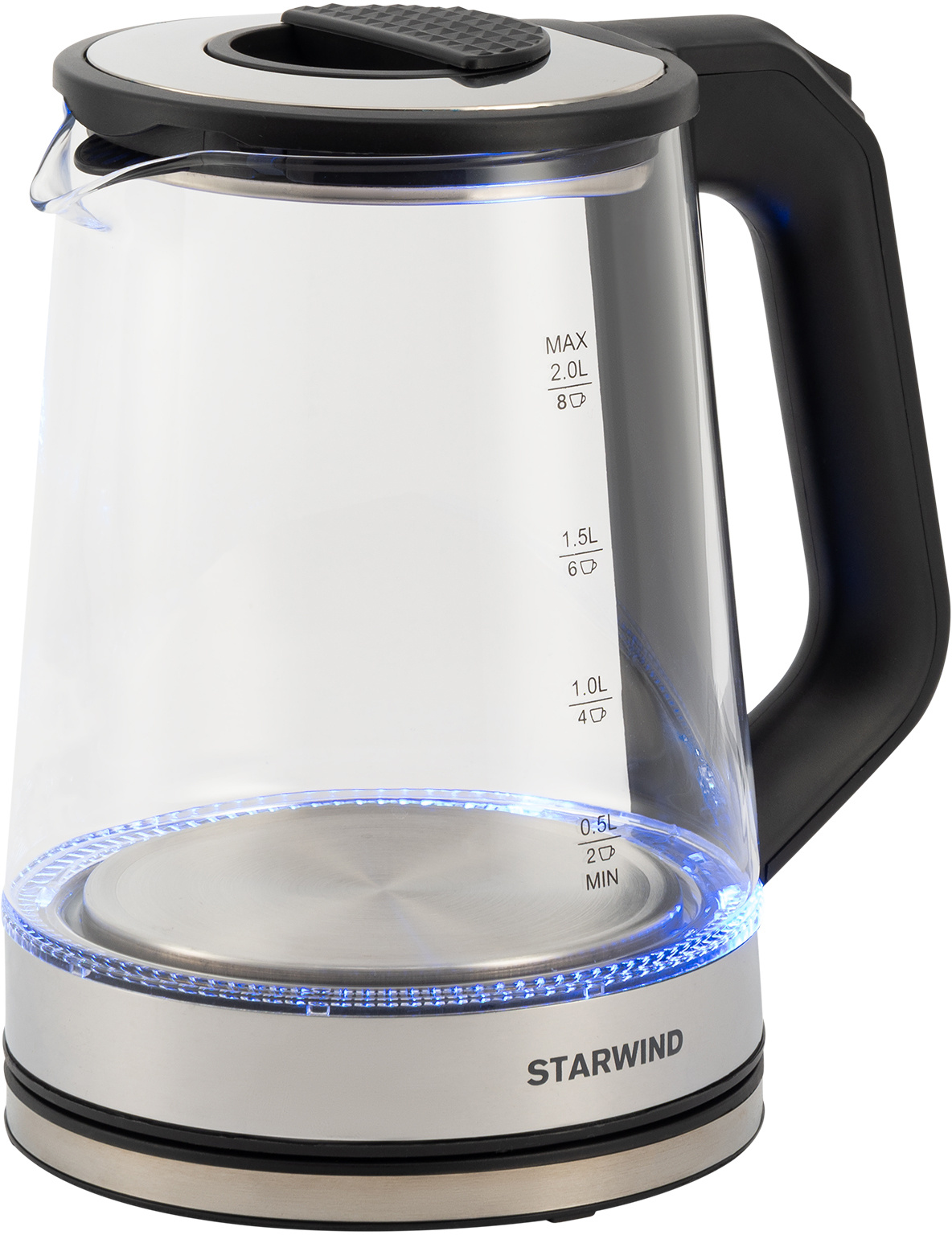 Чайник электрический Starwind SKG5778 черный/прозрачный, стекло