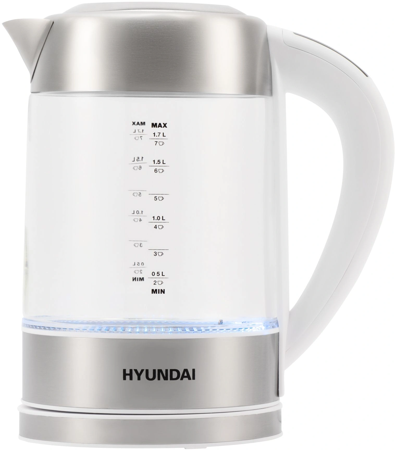 Чайник электрический Hyundai HYK-S5807 белый/серебристый, стекло