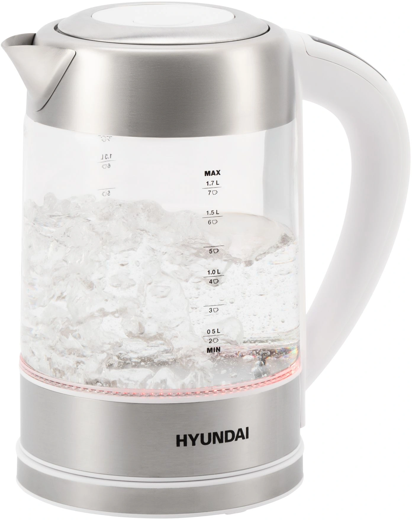 Чайник электрический Hyundai HYK-S5807 белый/серебристый, стекло