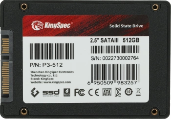 Твердотельный накопитель Kingspec 512ГБ, 2.5", SATA-III, SATA P3-512