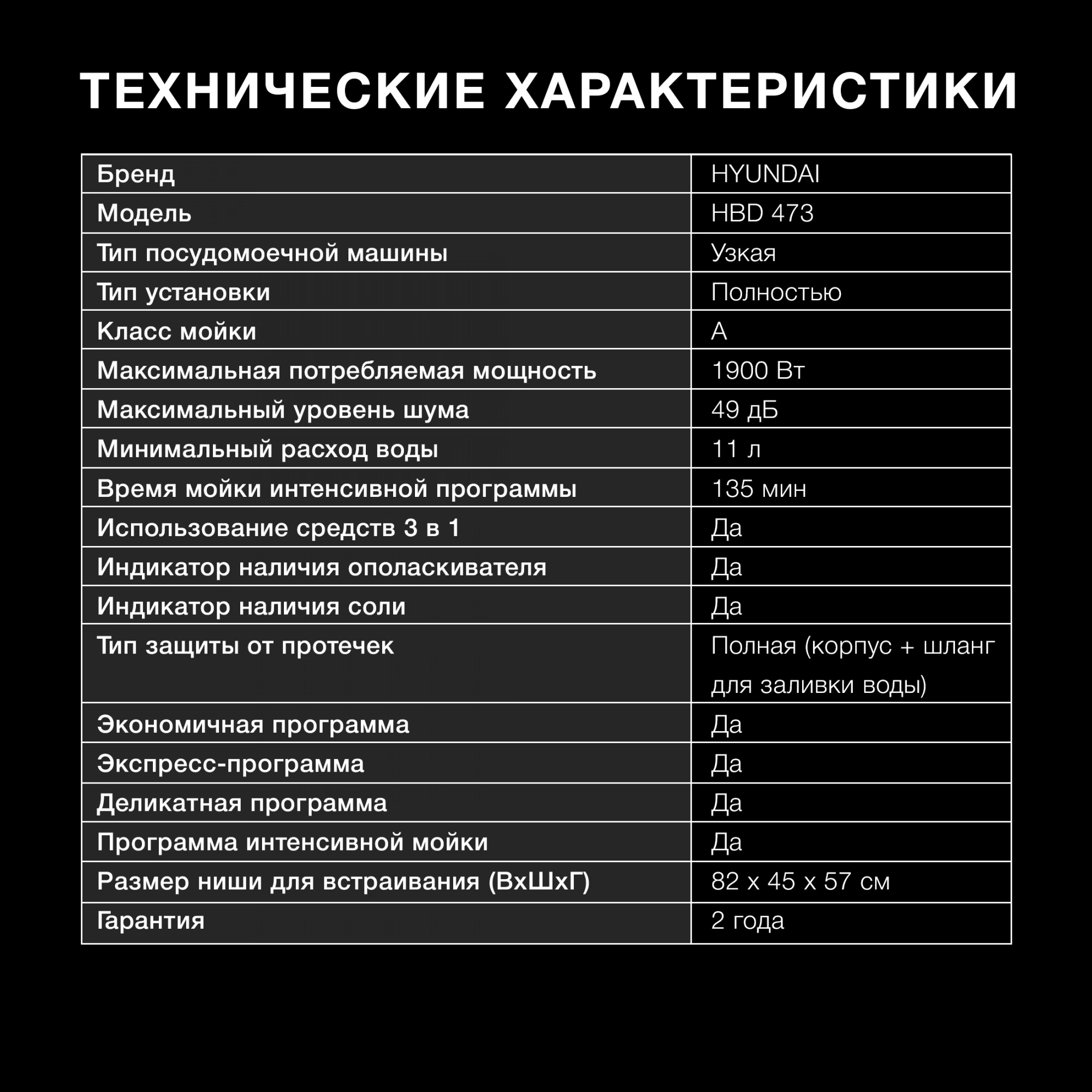 Посудомоечная машина Hyundai HBD 473