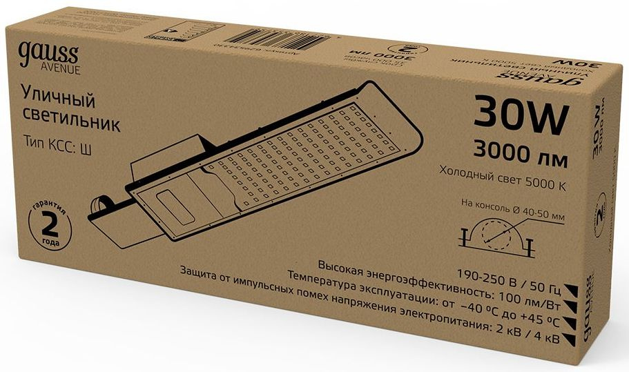 Светильник Gauss 629534330 30Вт черный