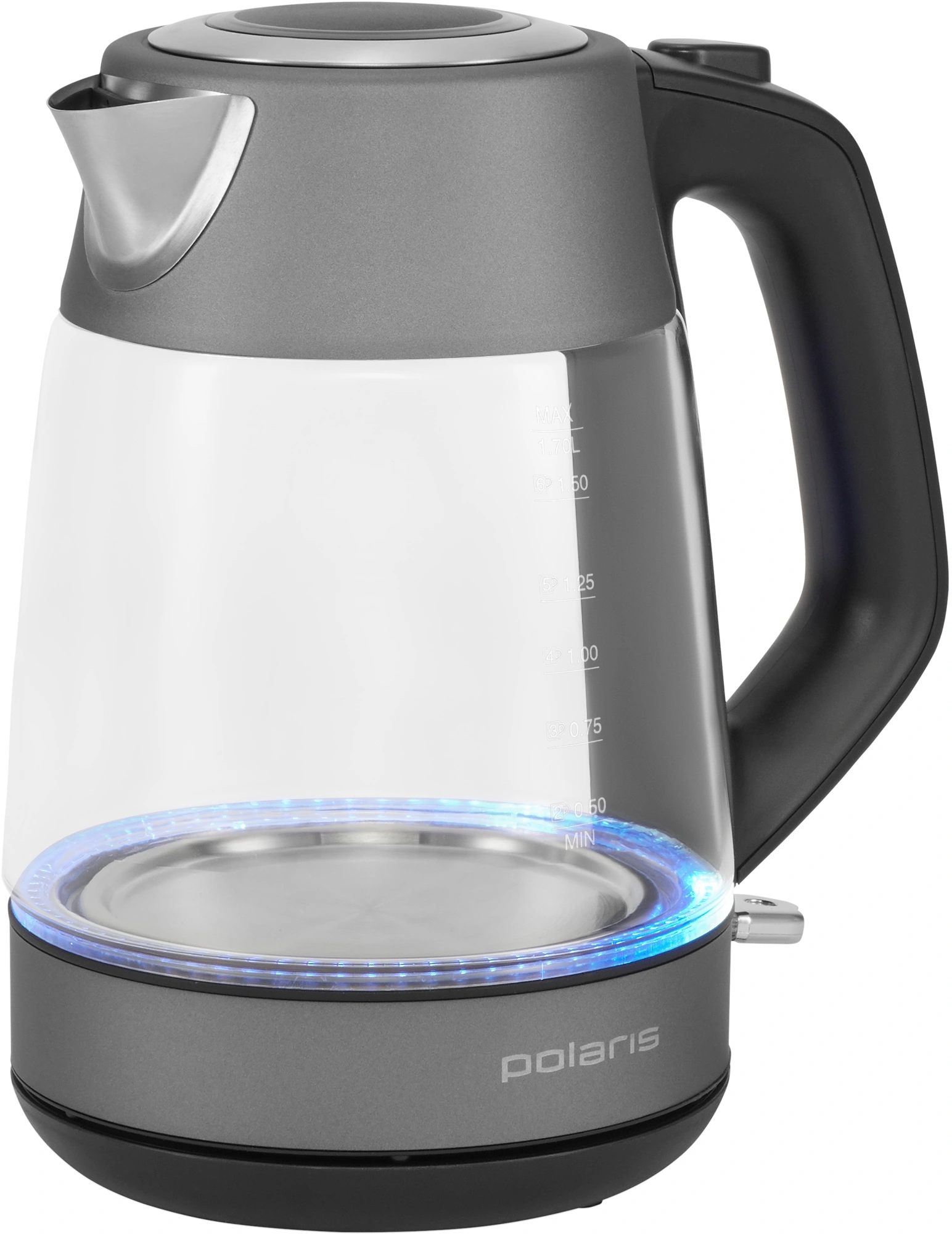 Чайник электрический Polaris PWK 1760CGL серый/черный, стекло