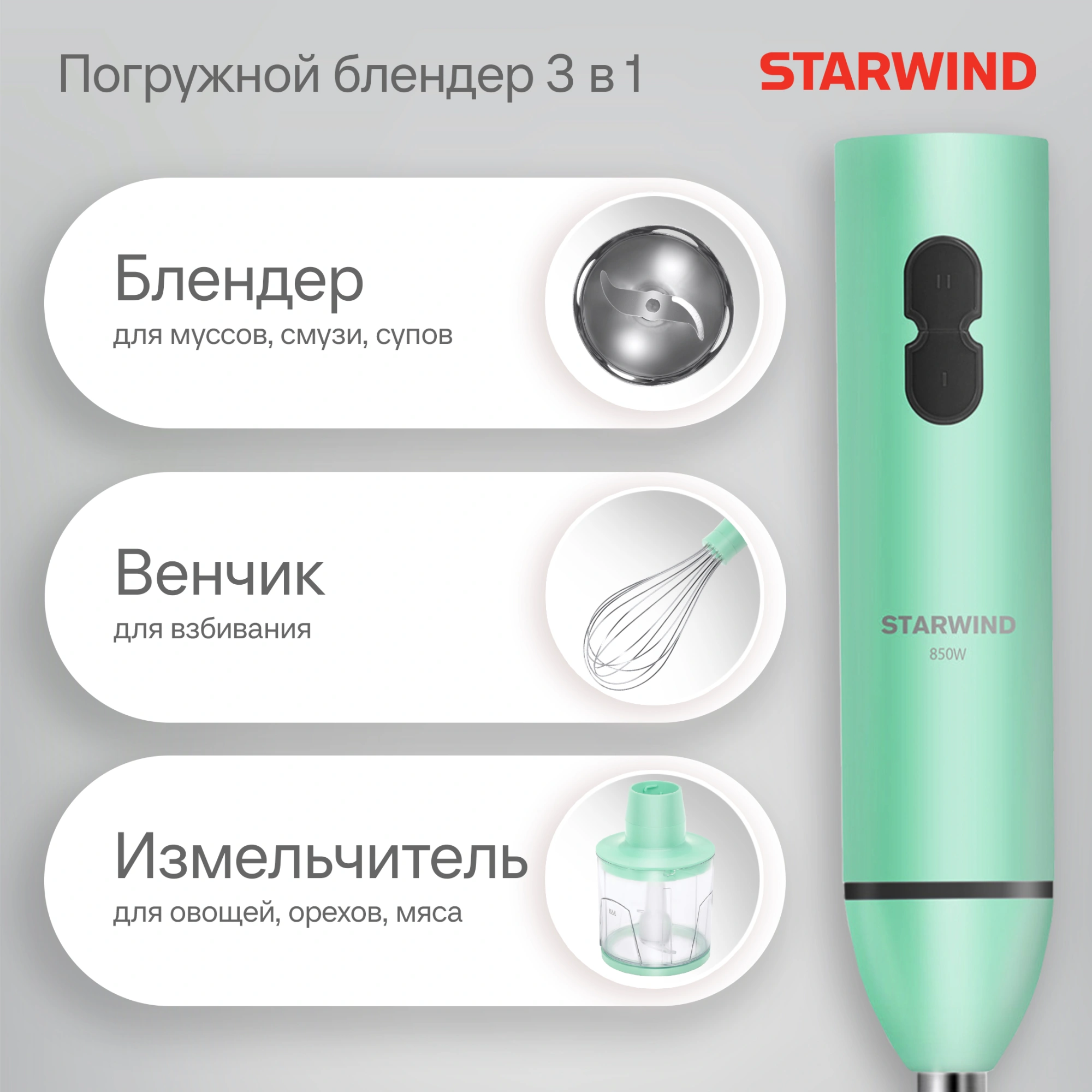 Блендер погружной Starwind SBP1113C бирюзовый