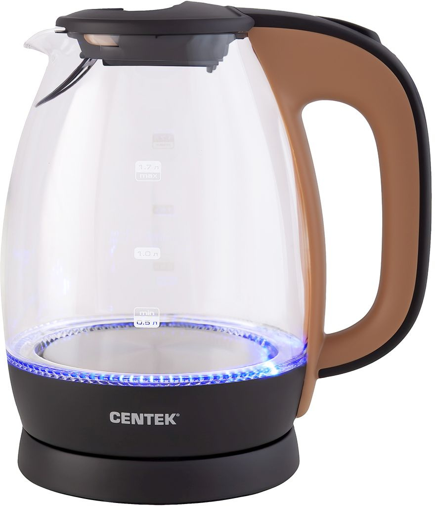 Чайник электрический Centek CT-0056 коричневый/бежевый, стекло