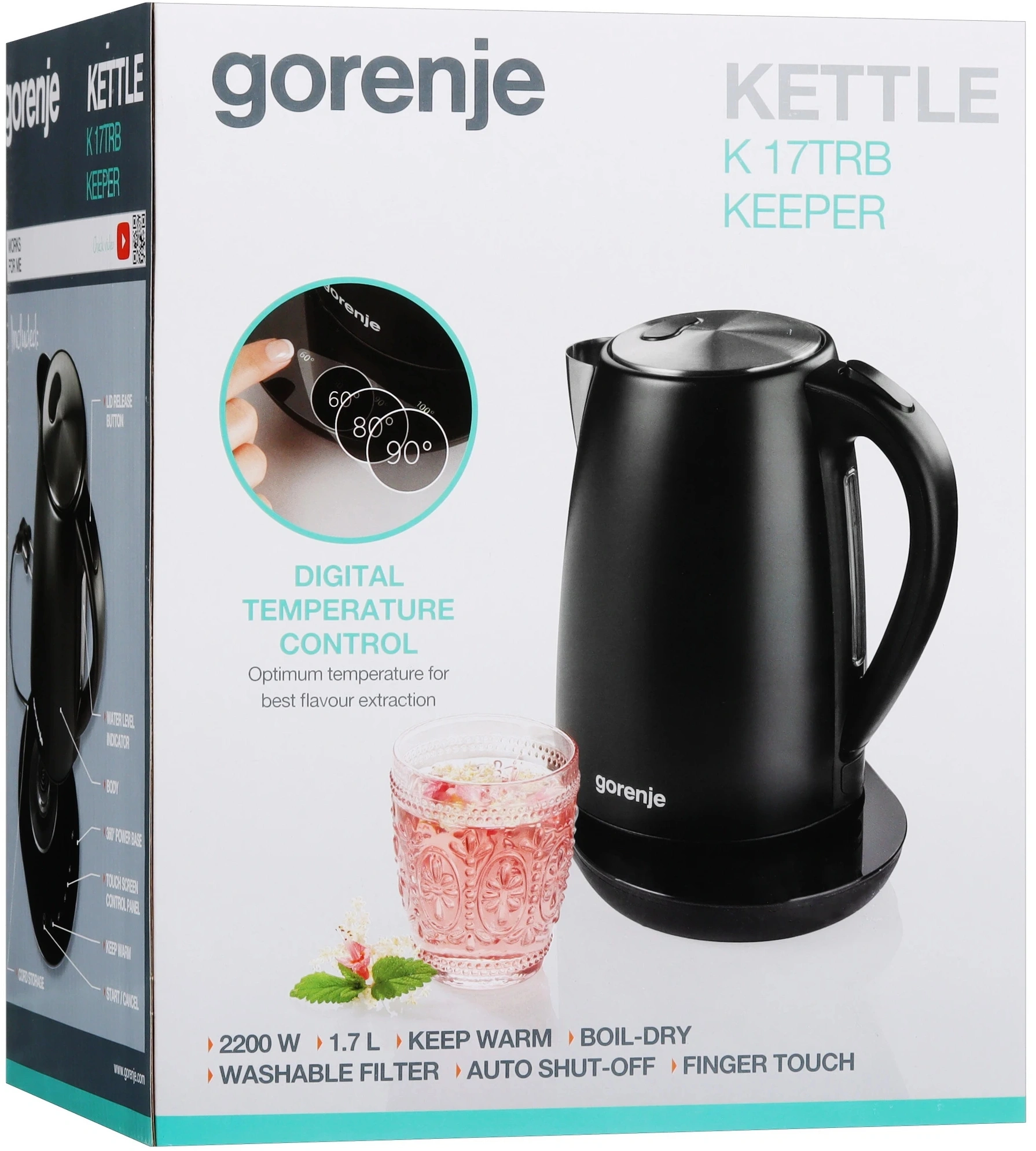 Чайник электрический Gorenje K17TRB черный, металл