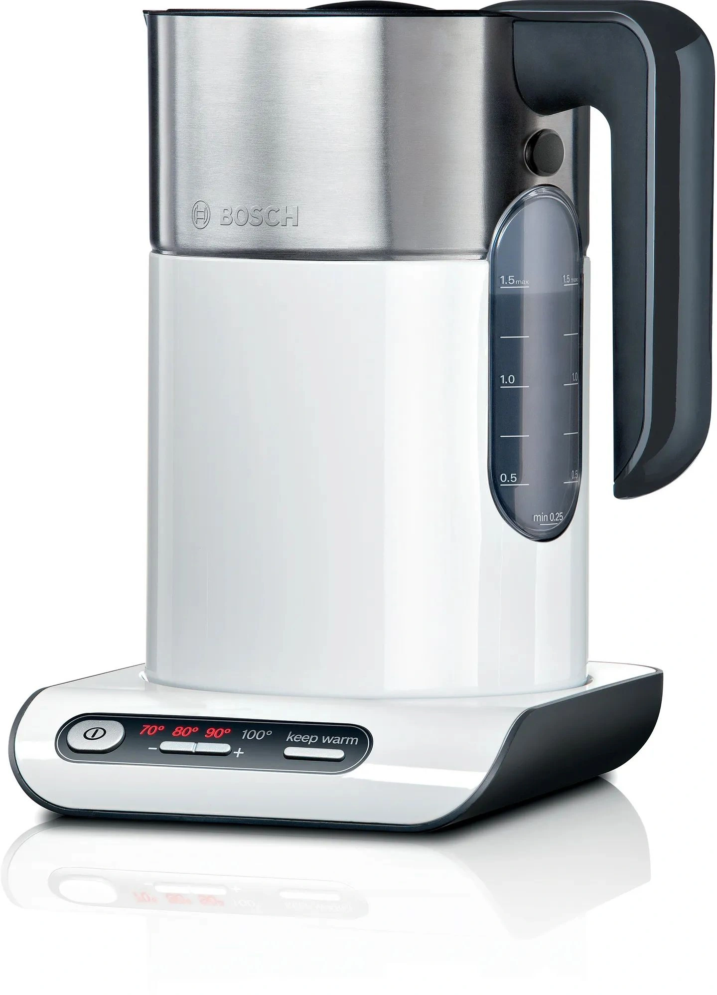 Чайник электрический Bosch TWK8611P белый/серебристый, пластик