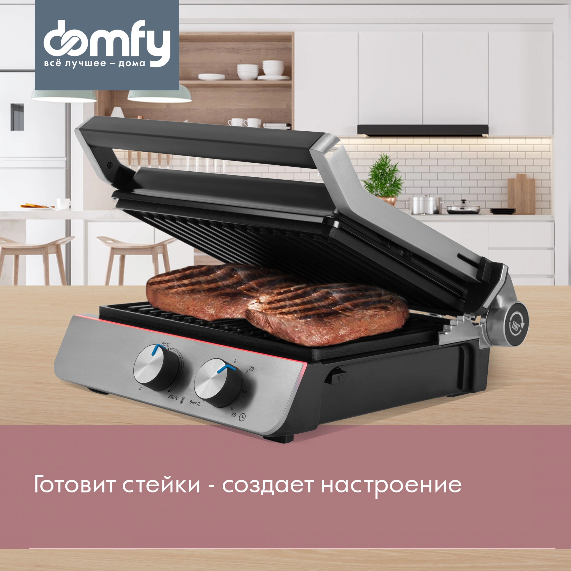 Электрогриль Domfy Metal DSM-EG502 черный/серебристый