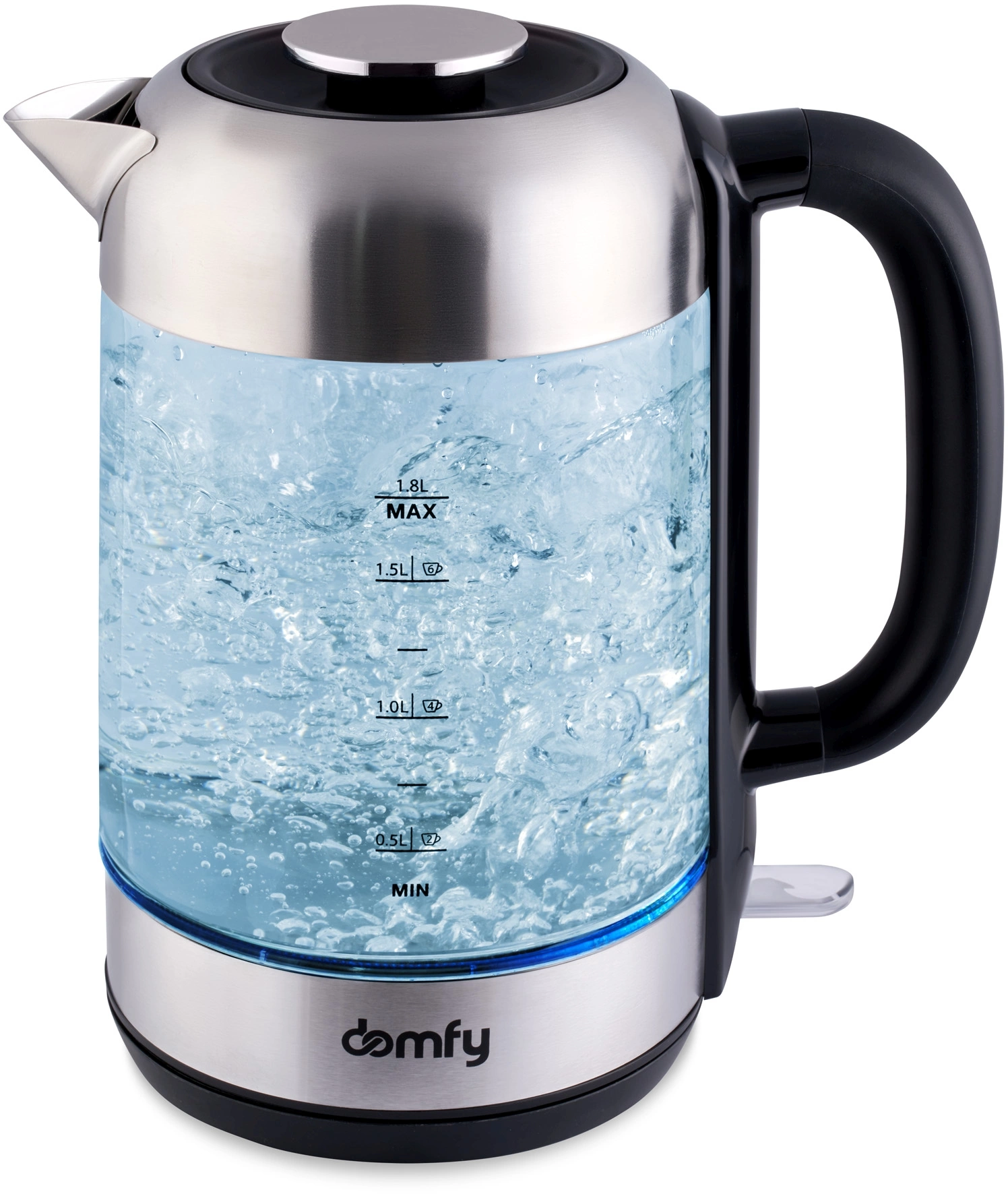 Чайник электрический Domfy DSM-EK401 черный/прозрачный, стекло