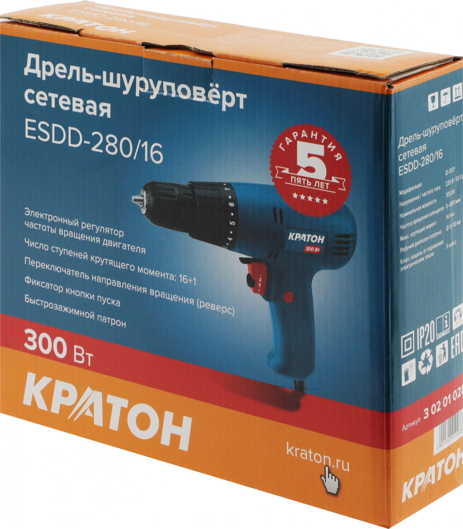 Дрель-шуруповерт Кратон ESDD-280/16 HOBBY (3 02 01 028)